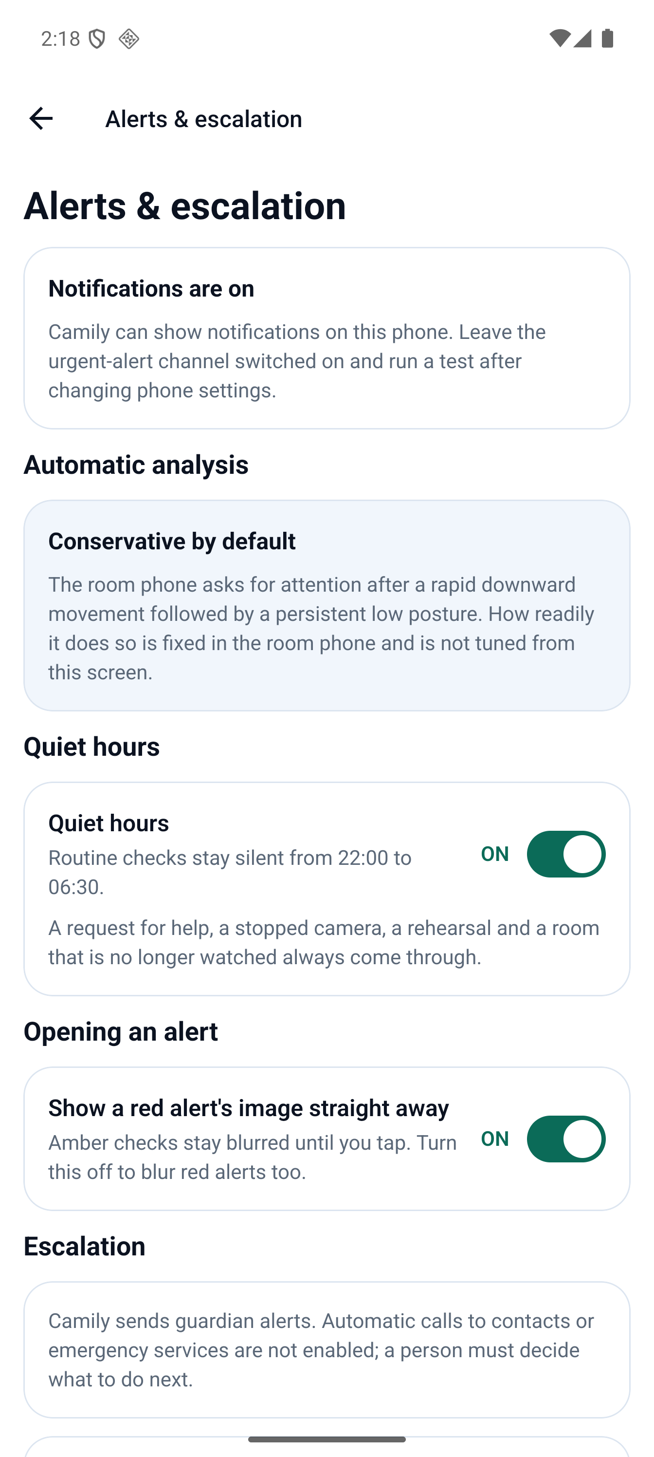 Alert settings